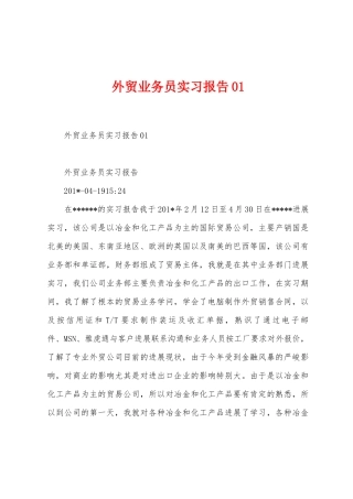 外贸业务员实习报告