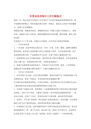外贸业务员每日工作计划格式