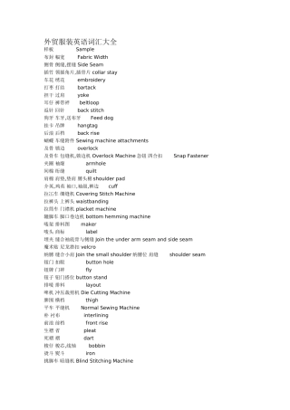 外贸服装英语词汇大全