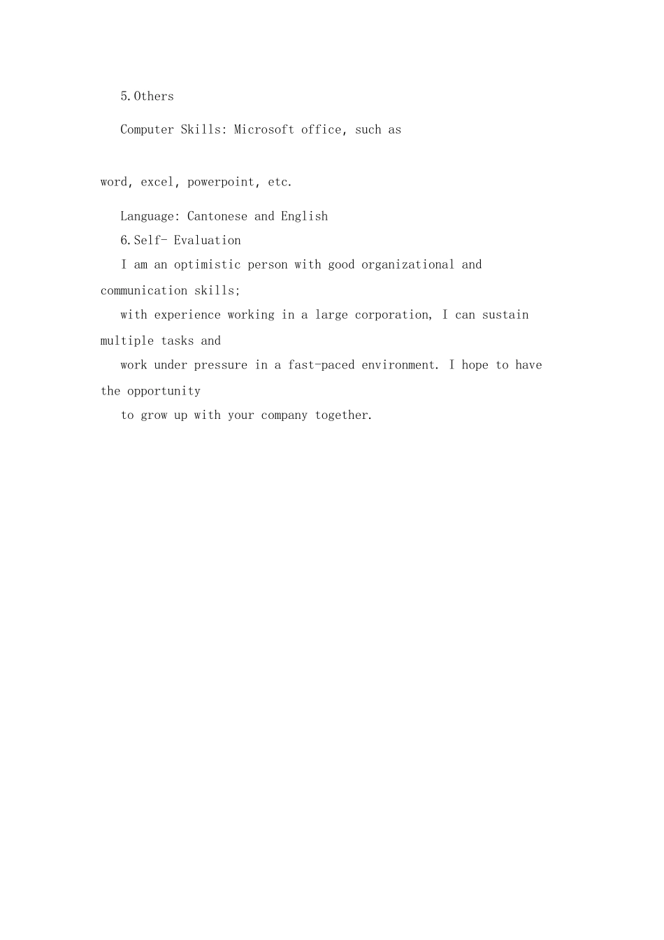 外贸跟单员的英文简历模板_第2页