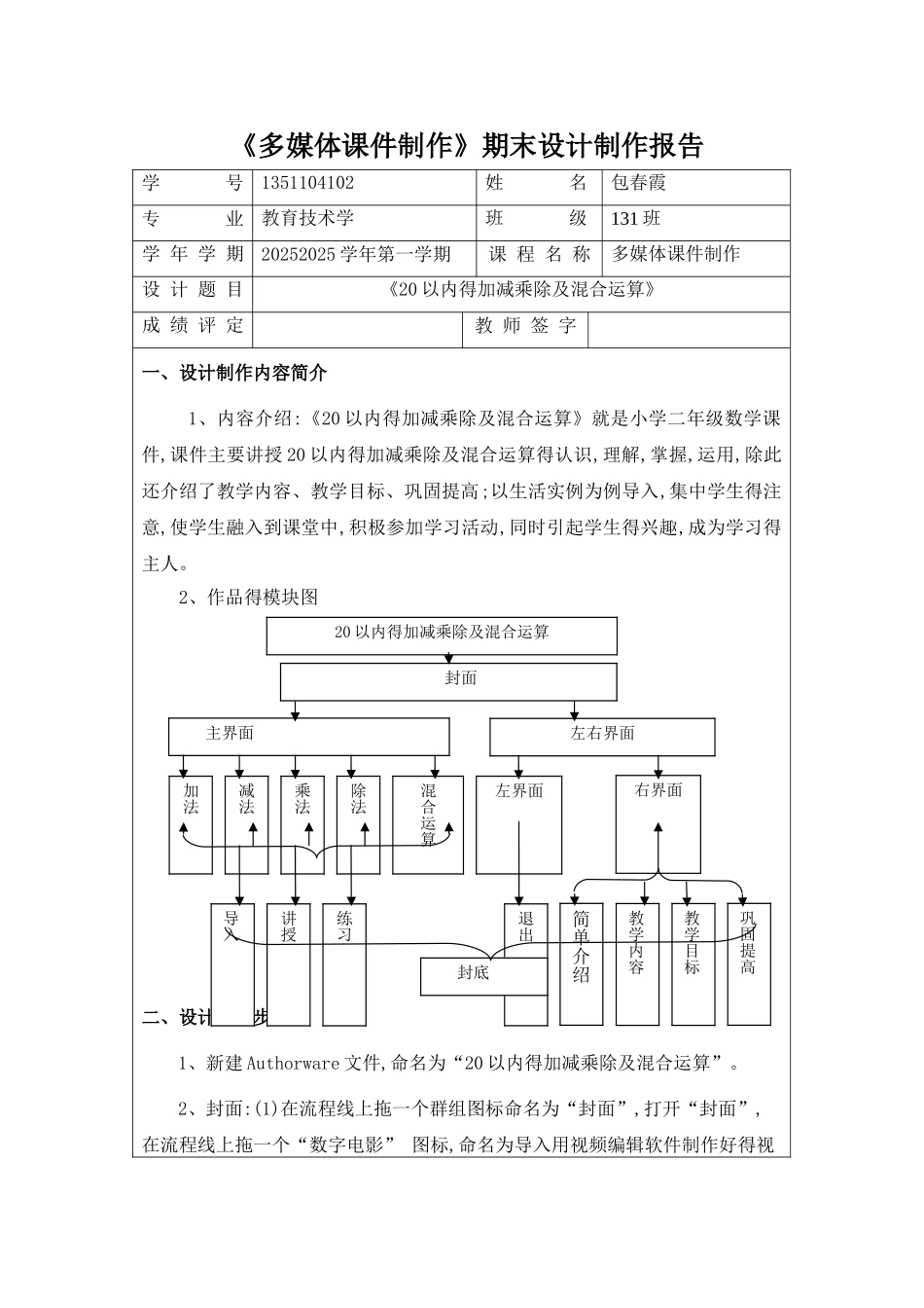 多媒体课件制作设计报告1_第1页
