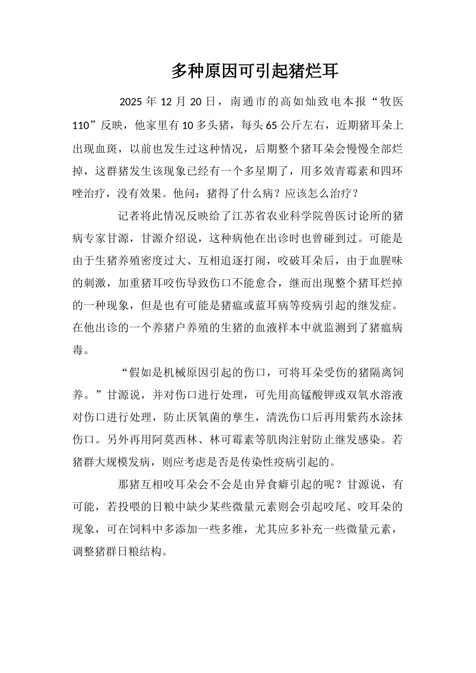 多种原因可引起猪烂耳_第1页