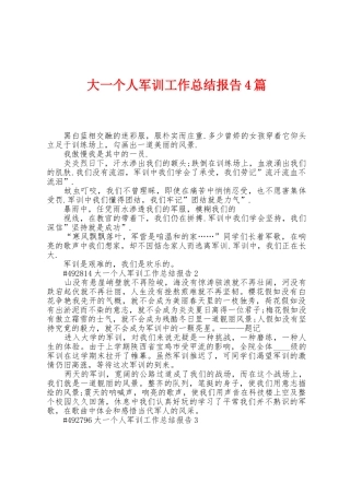 大一个人军训工作总结报告4篇