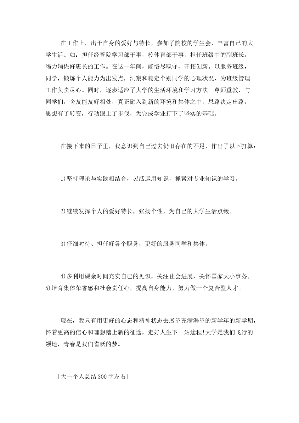 大一个人总结300字左右_第3页