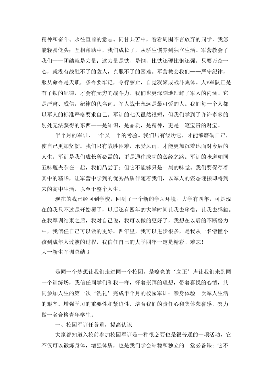 大一新生军训总结_第3页
