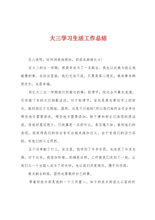 大三学习生活工作总结