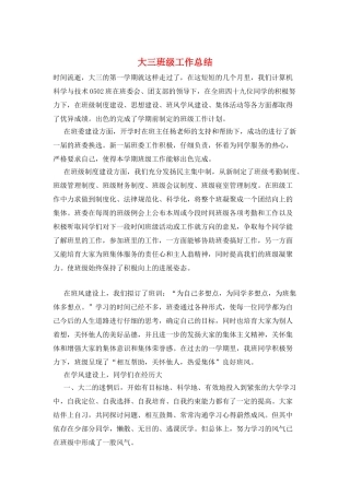 大三班级工作总结