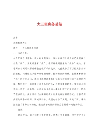 大三班班务总结