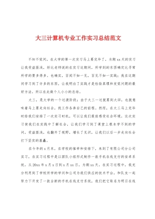 大三计算机专业工作实习总结