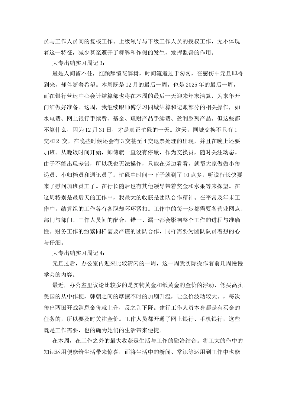 大专出纳实习周记_第2页