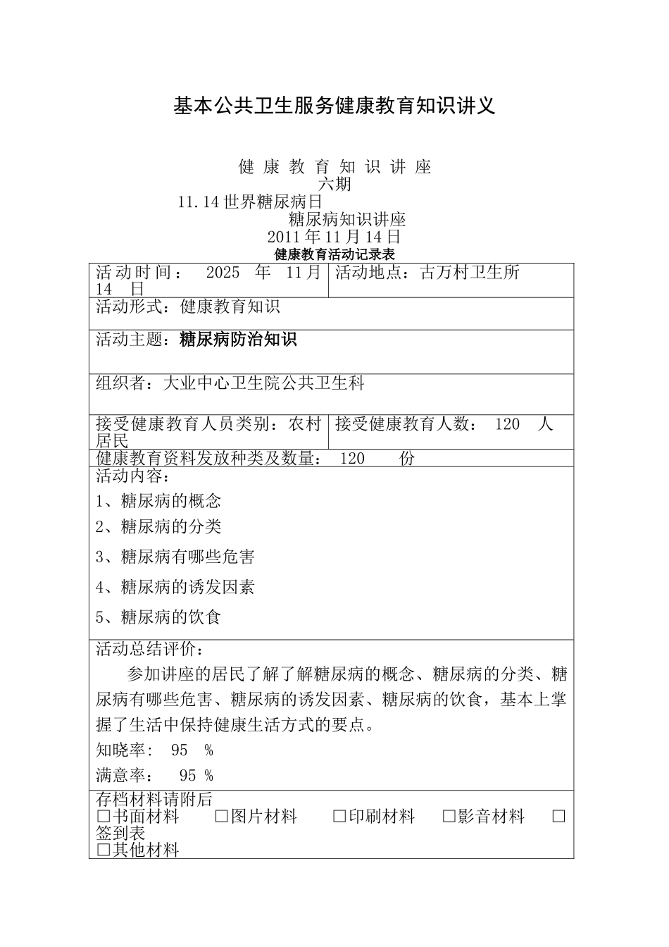 大业卫生院糖尿病防治知识讲座202511_第1页