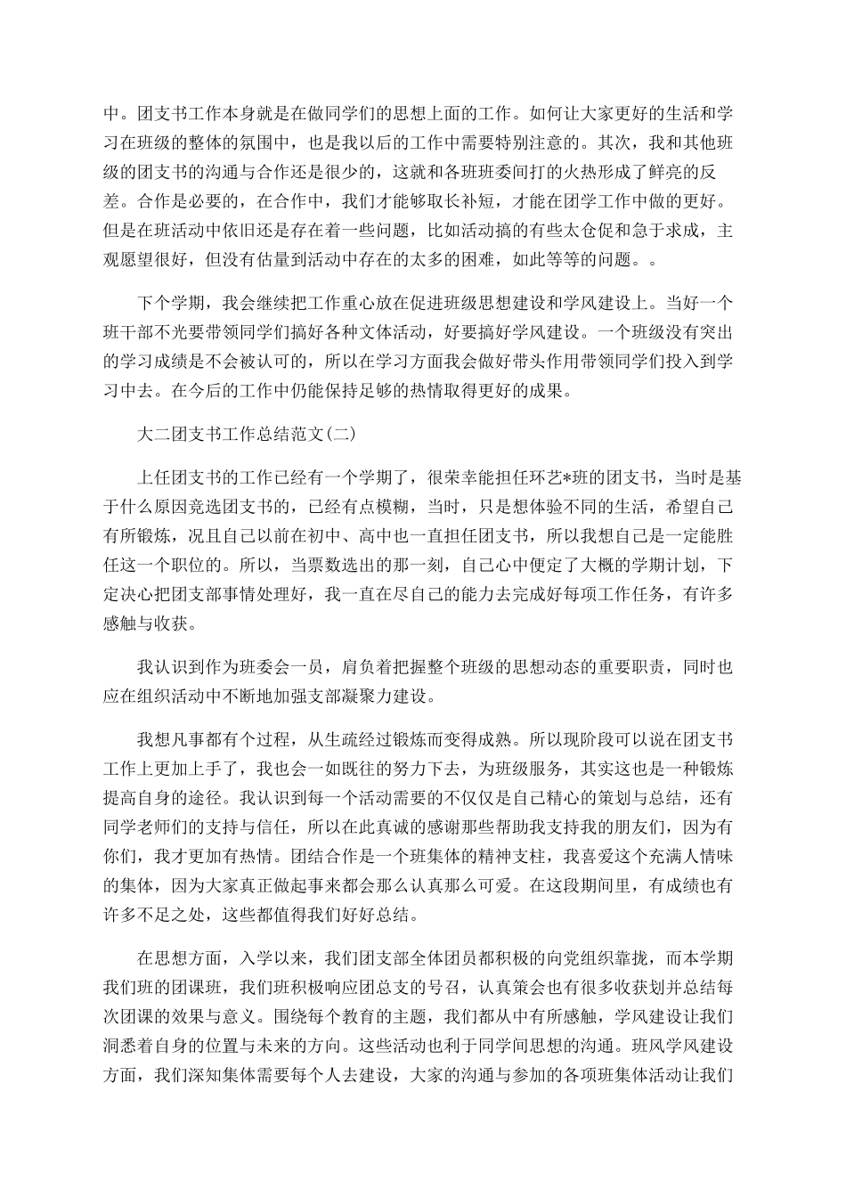 大二团支书工作总结范文_第3页