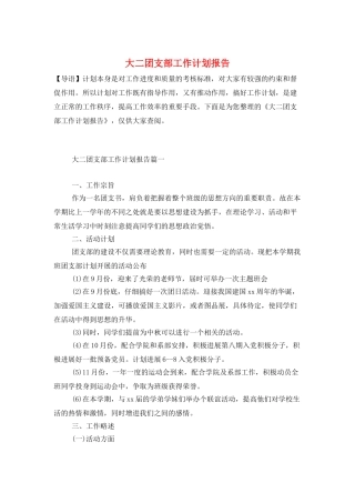 大二团支部工作计划报告