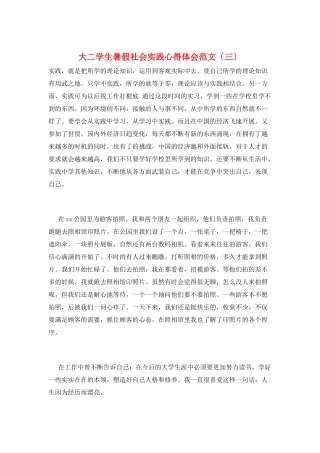 大二学生暑假社会实践心得体会范文(三)