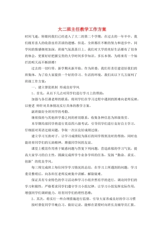大二班主任教学工作计划