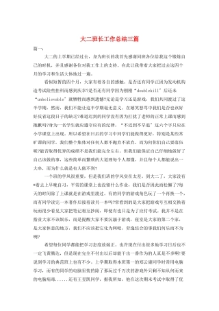 大二班长工作总结三篇