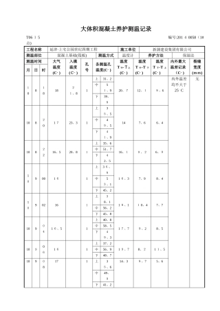 大体积混凝土温控记录