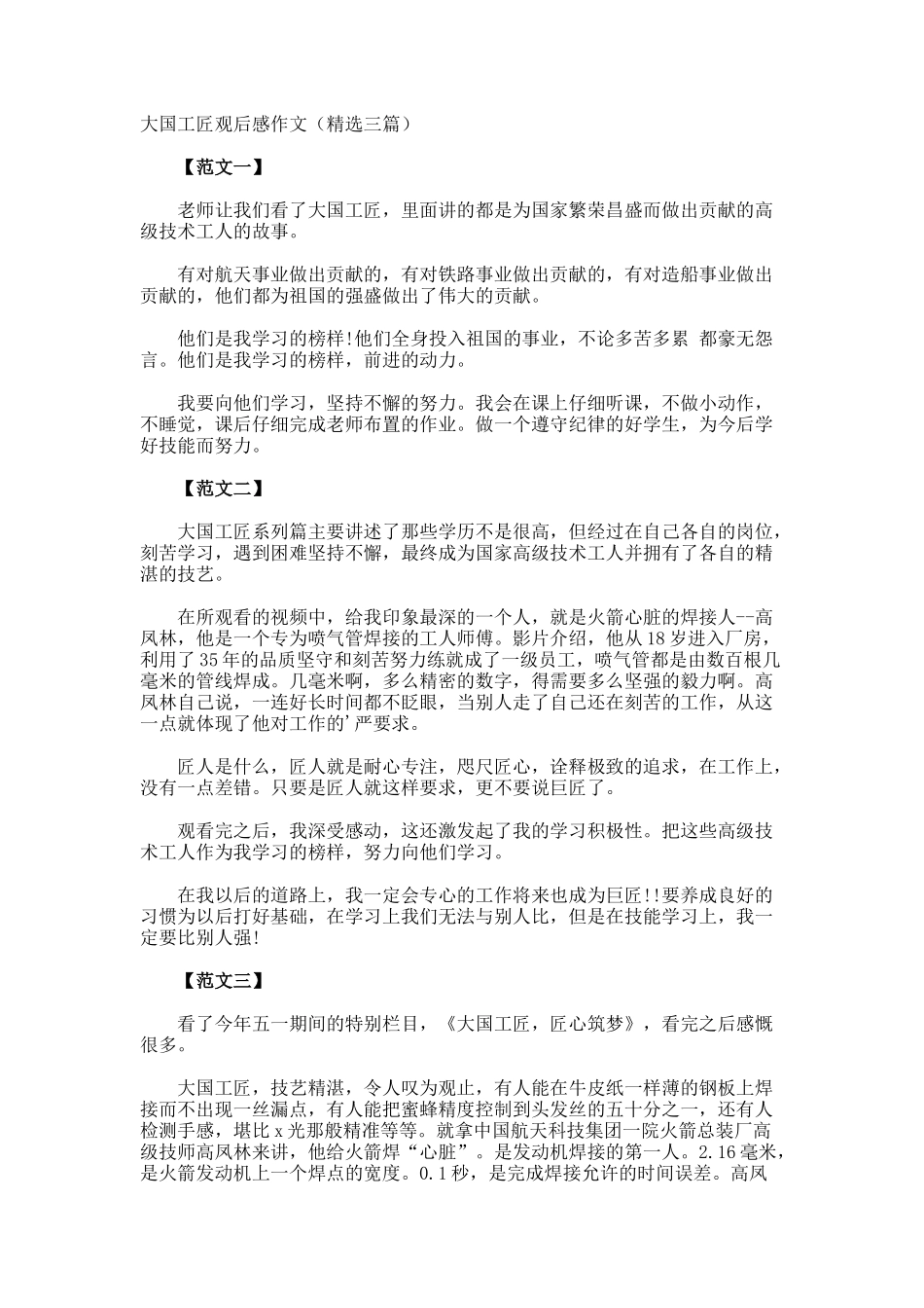 大国工匠观后感作文_第1页
