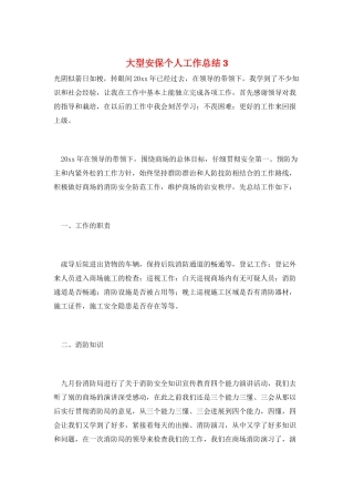 大型安保个人工作总结3
