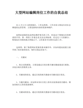 大型网站编辑岗位工作的自我总结