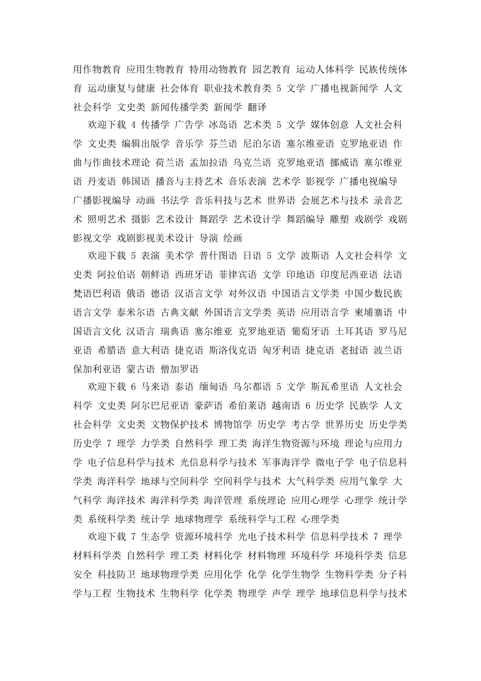 大学专业分类目录_第2页