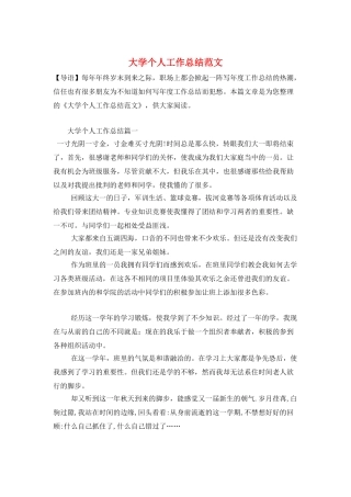 大学个人工作总结范文