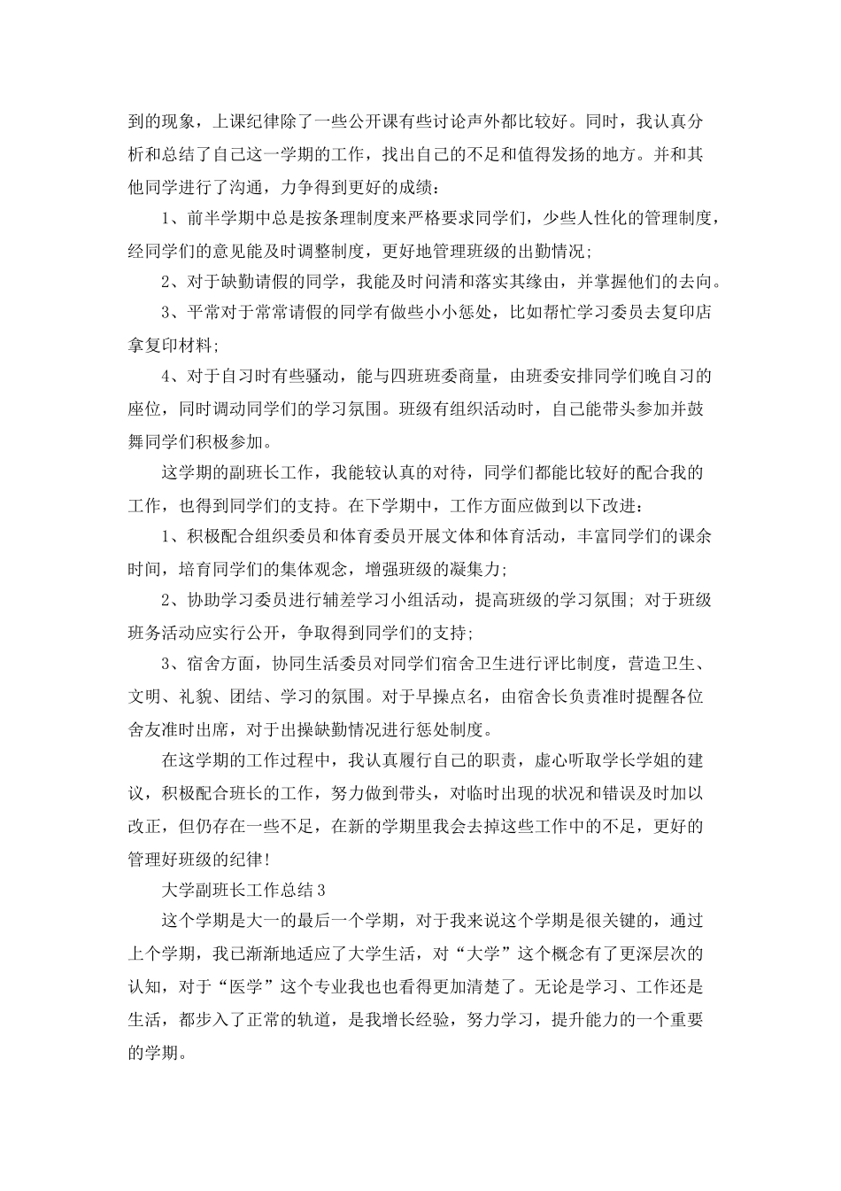 大学副班长工作总结5篇_第3页