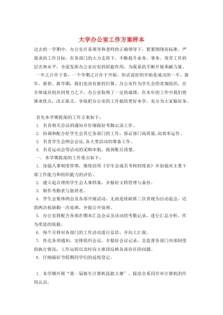 大学办公室工作计划样本