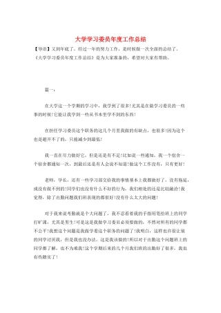 大学学习委员年度工作总结