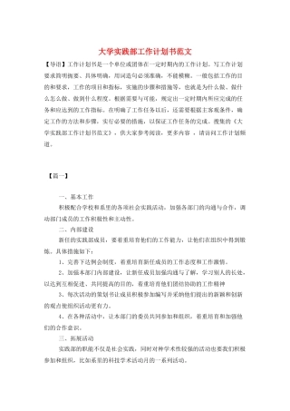 大学实践部工作计划书范文