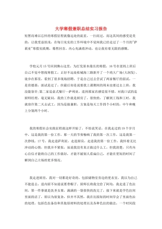 大学寒假兼职总结实习报告