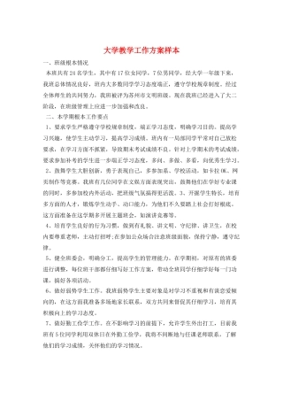 大学教学工作计划样本