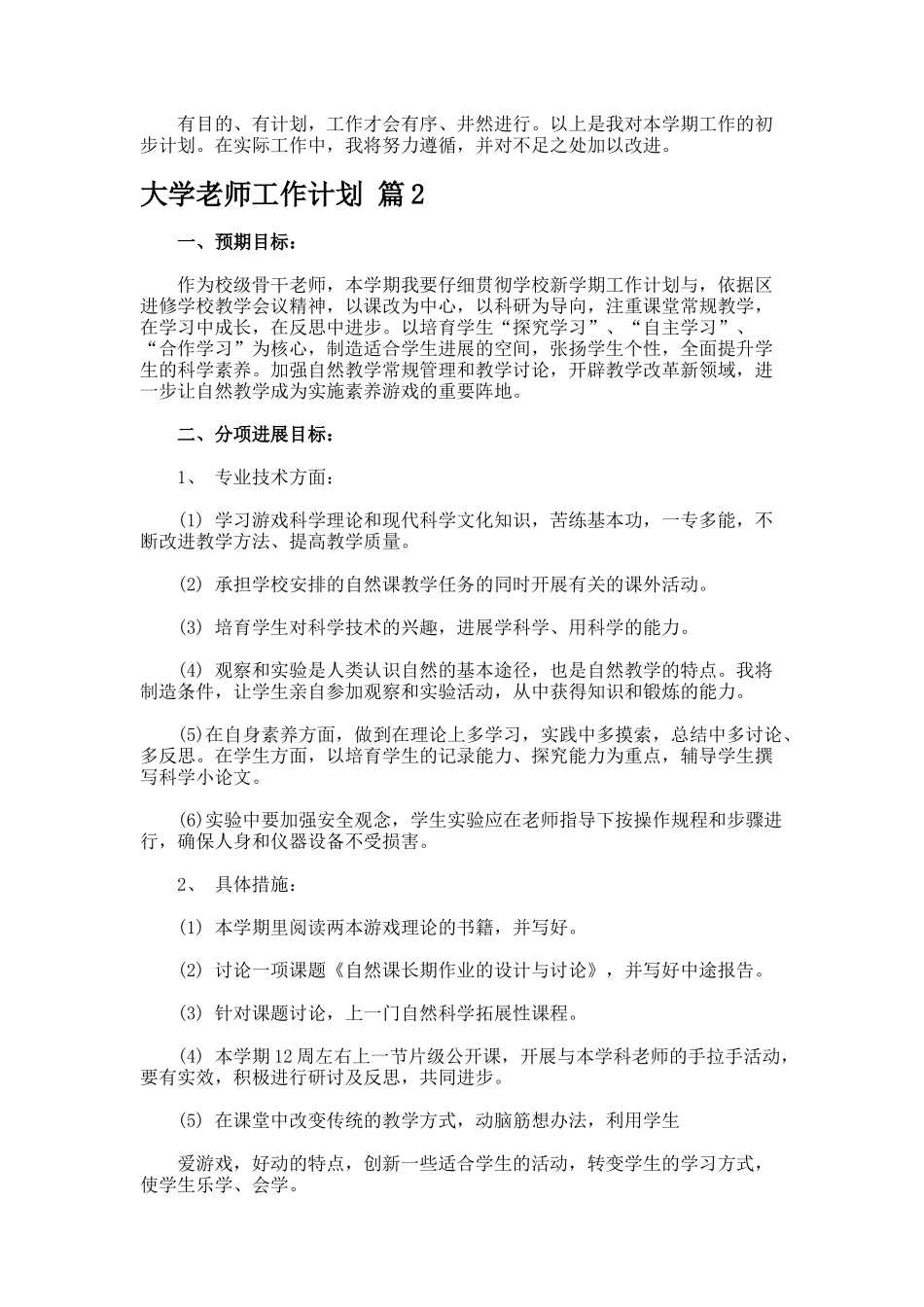 大学教师工作计划_第2页