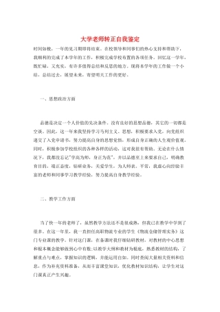大学教师转正自我鉴定