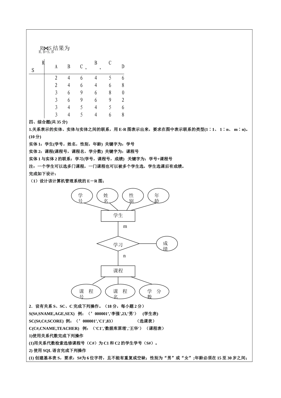 大学数据库考试题与答案-_第3页