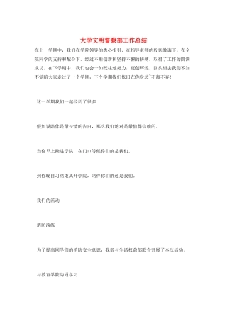 大学文明督察部工作总结