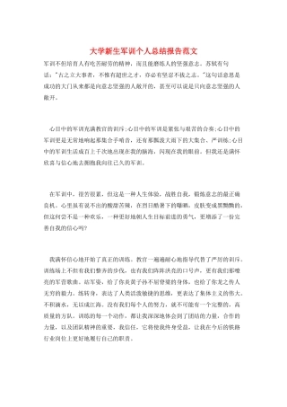 大学新生军训个人总结报告范文