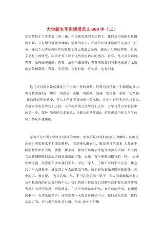 大学新生军训感悟范文800字(三)