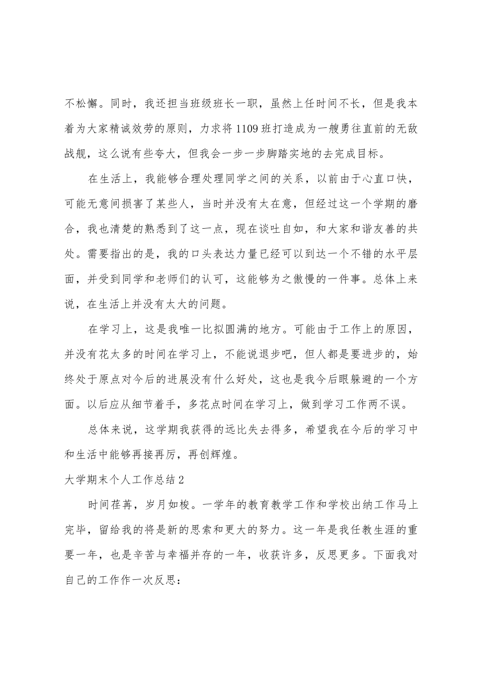 大学期末个人工作总结_第2页