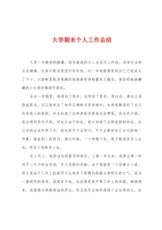 大学期末个人工作总结