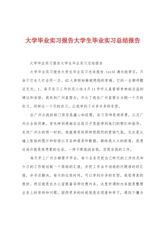 大学毕业实习报告大学生毕业实习总结报告