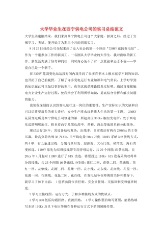 大学毕业生在西宁供电公司的实习总结范文