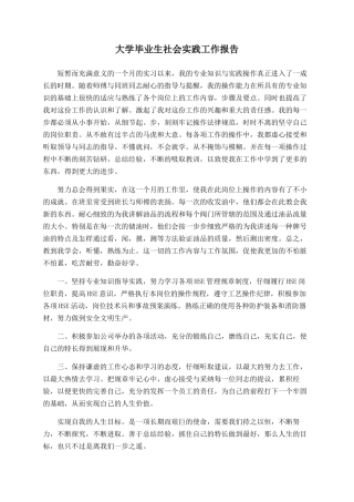 大学毕业生社会实践工作报告