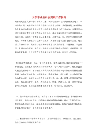 大学毕业生社会实践工作报告