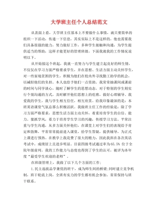 大学班主任个人总结范文