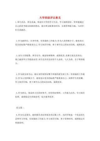 大学班级评议意见