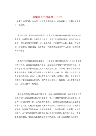 大学班长工作总结(十三)