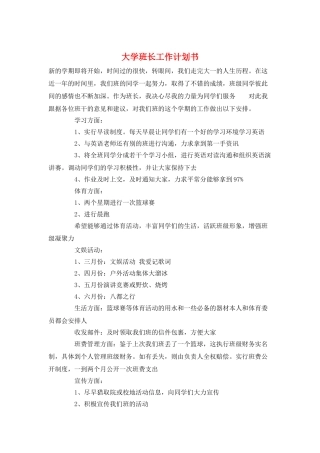 大学班长工作计划书