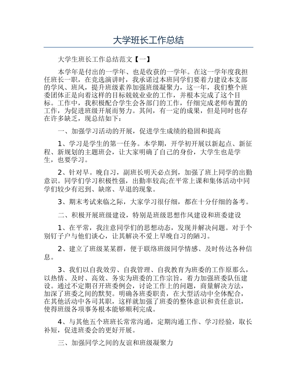 大学班长工作总结_第1页