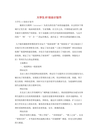 大学生IT创业计划书